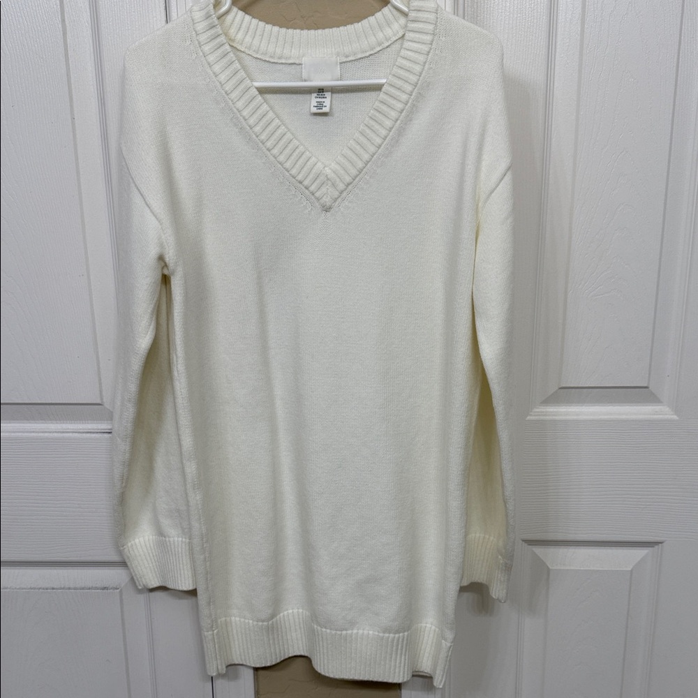 H&M Off-White V-Neck Sweater dress